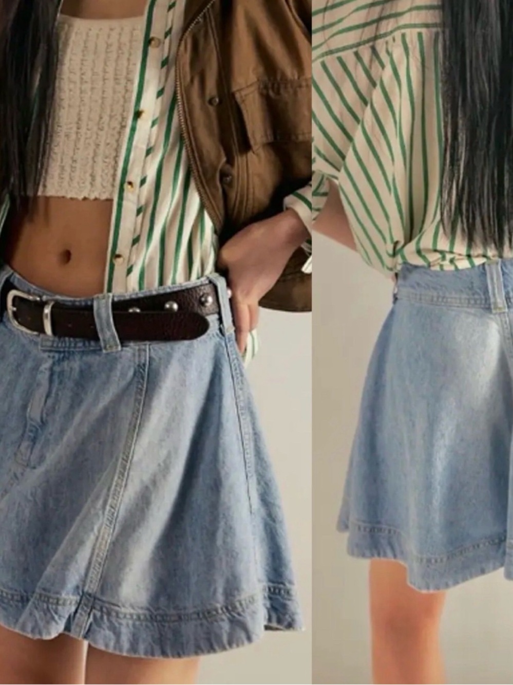 We the Free Wonderland Denim Mini Skirt in Sun Stained size 31 NWT
